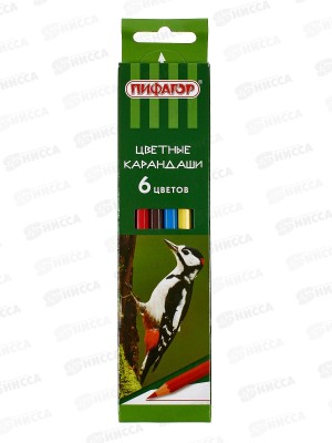 Карандаши  6цв ПИФАГОР Лесные жители, шестигр. 181333 *24