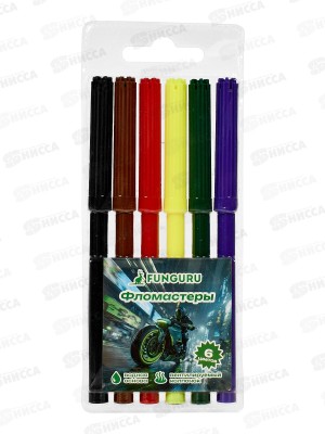 Фломастеры  6цв. &quotBoy's world.Moto&quot вентил. колпачек, D-608B-2945b *24