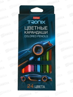 Карандаши 24цв Hatber Троникс трехгран к/к 093407  *6/120