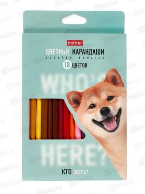 Карандаши 18цв Hatber Кто здесь? трехгран к/к 094110  *8/160