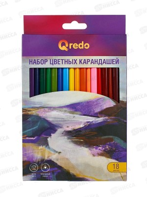 Карандаши 18цв QREDO &quotMountain River&quot дерев. трехгран., 15-3163 *8