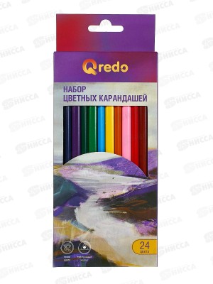 Карандаши 24цв QREDO &quotMountain River&quot дерев. трехгран., 15-3164 *6