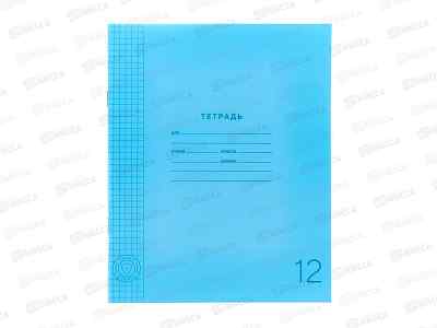 Тетрадь 12л клетка ПандаРог, плас. обложка, голубой, 15-9457  *10/400