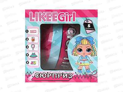 Шар-сюрприз, Кукла 8см, аксессуары 4шт, LIKEE GIRL Y2210O0399-RU