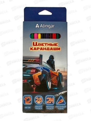 Карандаши 12цв Alingar Гоночная машина, дер., заточ AL9060*12