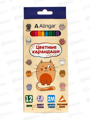 Карандаши 12цв Alingar Котята, AL11074-12*12