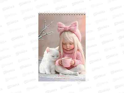 Скетчбук Lamark А5 40л Девочка с котиком греб. 99640 *35