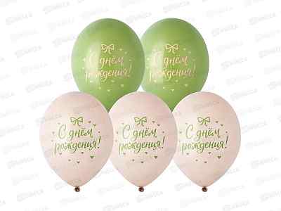 Шары 14&quot с рисунком С Днем Рождения Бантики Сердечки (25шт) 1103-3333