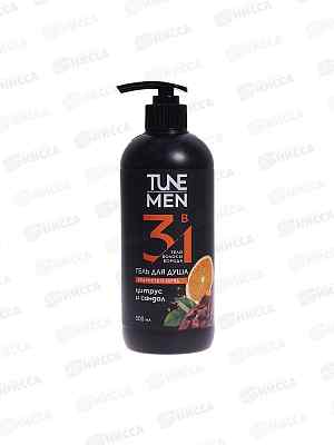 TUNE Men Гель для душа 3в1 Бодрость и заряд 500мл *12