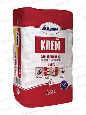 Клей для облицовки печей и кеминов +850С Д-314 25кг