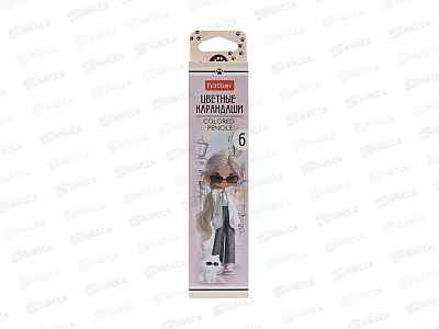 Карандаши  6цв Hatber Модница трехгран к/к 095276  *24