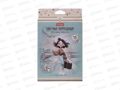 Карандаши 18цв Hatber Модница трехгран к/к 095278  *24