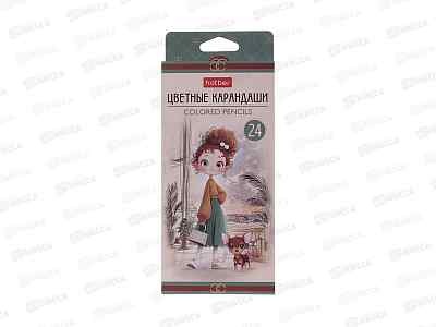 Карандаши 24цв Hatber Модница трехгран к/к 095279  *24