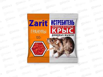 ТРИКОТА ИСТРЕБИТЕЛЬ Гранулы от крыс и мышей 100г Зарит *50 62643