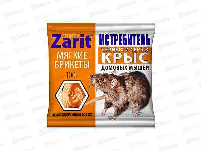 ТРИКОТА ИСТРЕБИТЕЛЬ Брикет от крыс и мышей  100г Зарит *50 25177