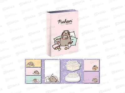 Стикеры д/записей АКАД 8шт (8диз*20л) 8,3*5,7*1,2 Pusheen