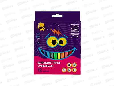 Фломастеры 12цв &quotЛео&quot &quotИграй&quot смываемые, LPFP-12 *24