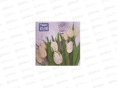 Салфетки 3сл 25л 24*24 Bouquet de Luxe Белые тюльпаны,25667*15