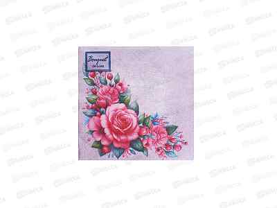 Салфетки 3сл 25л 24*24 Bouquet de Luxe Дикая роза NEW, 25670*15