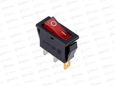 Выключатель клавишный 250В 6А ON-OFF красный с подс, SBE-06-S34r-rp