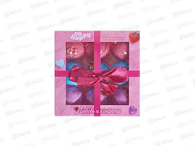 Набор Бурлящих шаров для ванн 360г Happy Любовь и конфеты *6
