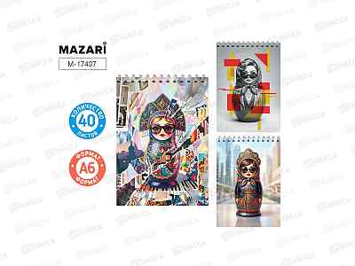 Блокнот 40л MAZARI А6 карт.обл.греб, M-17437  *132