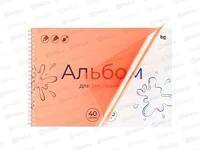 Альбом д/рис.40л BG Однотонный. Оранжев, пласт.обл., греб  06074 *4/24