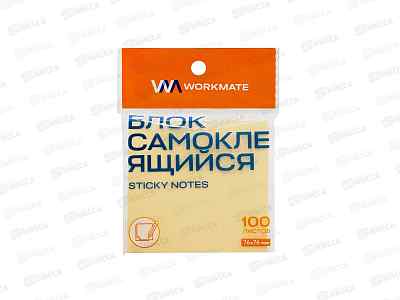 Блок липкий Workmate 76*76мм, жёлтый, 100л, 14-1461 *12