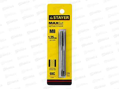Метчик для сквозных отверстий Stayer M8*1.25 одинарный, 305210-20-025