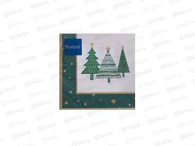 Салфетки 3сл 20л 33*33 Art Bouquet Новогод.ели в зел.рамке 25603 *12