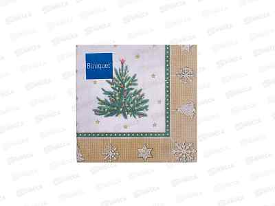 Салфетки 3сл 20л 33*33 Bouquet Новог.гобелен с елочкой.Золото*12 25748