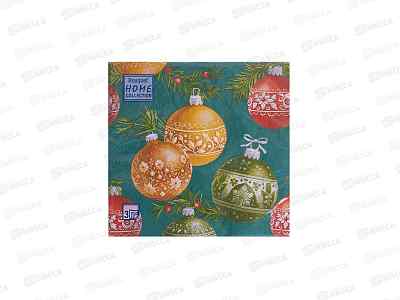 Салфетки 3сл 20л 33*33 Bouquet Home Новогодние шары на зелен,57080*12