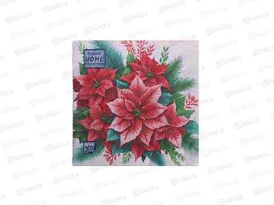 Салфетки 3сл 20л 33*33 Bouquet Home Пуансеттия 25560*12