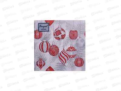Салфетки 3сл 25л 24*24 Bouquet de Luxe Красн.игрушки на сере, 25616*15