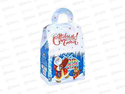 Коробка для конфет MI Домик Новогоднее веселье (1000г), ПП-5886