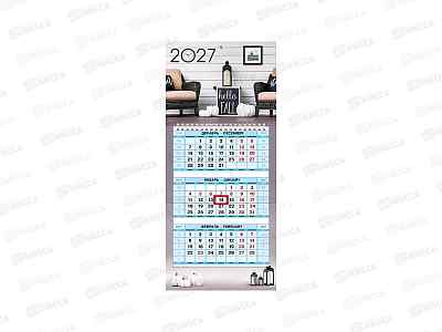 Календарь кварт. 2027 ХАТ 3 бл. 1греб. Уютный уголок мини 36216  *18