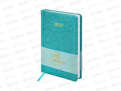 Ежедневник BRAU 2027 А5 Sparkle п/кож, блестки, бирюзовый 117966 *10