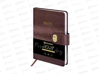 Ежедневник BRAU 2027 А5 Elegant п/кожу, застежка, бордовый 118013 *10