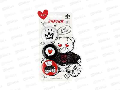 Значок ФЕН (3шт) Розовый микс 71101 *50