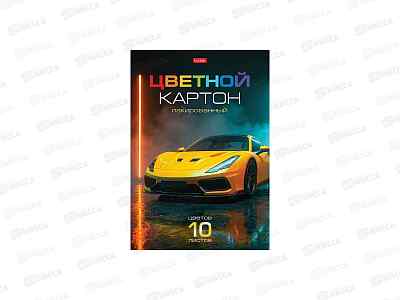 Цветной карт. 10л 10цв Hatber Спортивной авто в папке 337232  *22