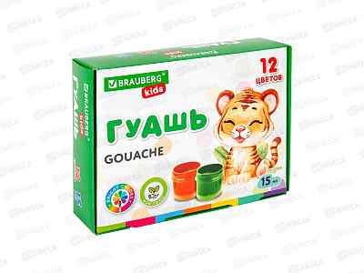 Гуашь BRAU Kids 12цв 15мл, 192557 *18