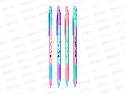 Ручка шар. BERLINGO Tribase grip haze синяя, игла 0.7мм, 70966 *50