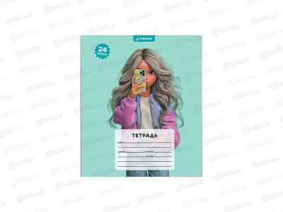 Тетрадь 24л клетка Funguru &quotКрутая девчонка&quot D-608B-818