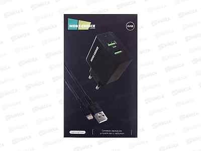З/у сетевое 2USB 2.4A More choice NC11 с кабелем USB+Lightning Black