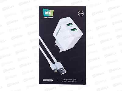 З/у сетевое 2USB 2.4A More choice NC11 с кабелем USB+Lightning White