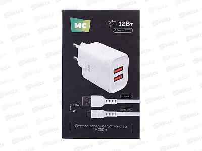 З/у сетевое 2USB 2.4A для micro USB More choice HC10м White