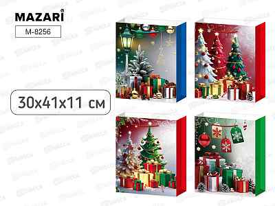 Пакет подар. бумажный Mazari НГ 30*41*11см 4 дизайна М-8256 *12