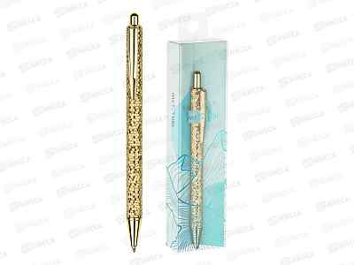 Ручка авт. MESHU Gold shimmer, синяя 1мм 89904 *24