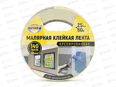 Скотч малярный на креп.бумаге 25мм*50м, AVIORA 304-007 *24