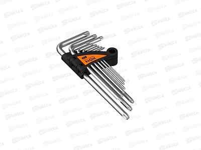 Набор ключей угловых TORX 9шт (№10-50) средней длины, хром-ван. сталь NOX *10/400